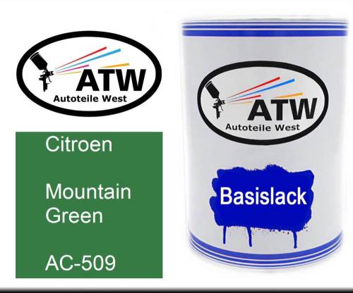 Citroen, Mountain Green, AC-509: 500ml Lackdose, von ATW Autoteile West.